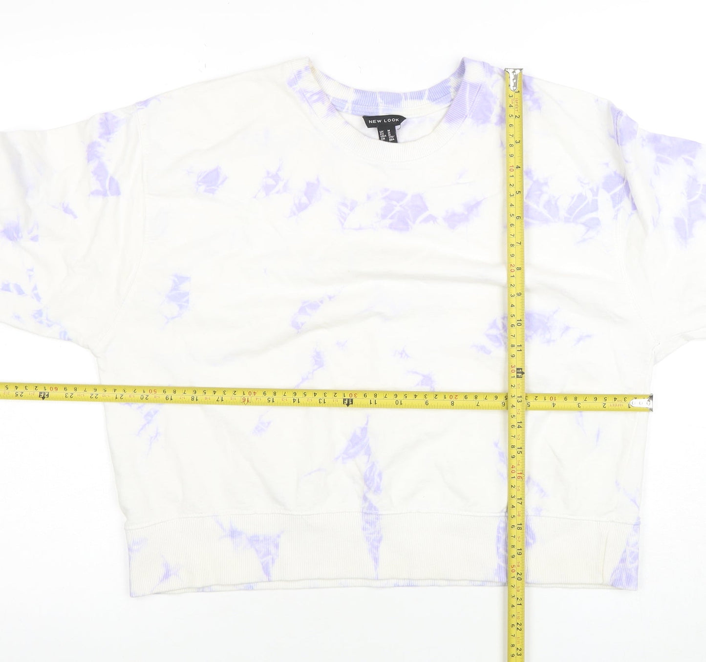 New Look Womens White Purple Tie Dye Pullover Sweatshirt M