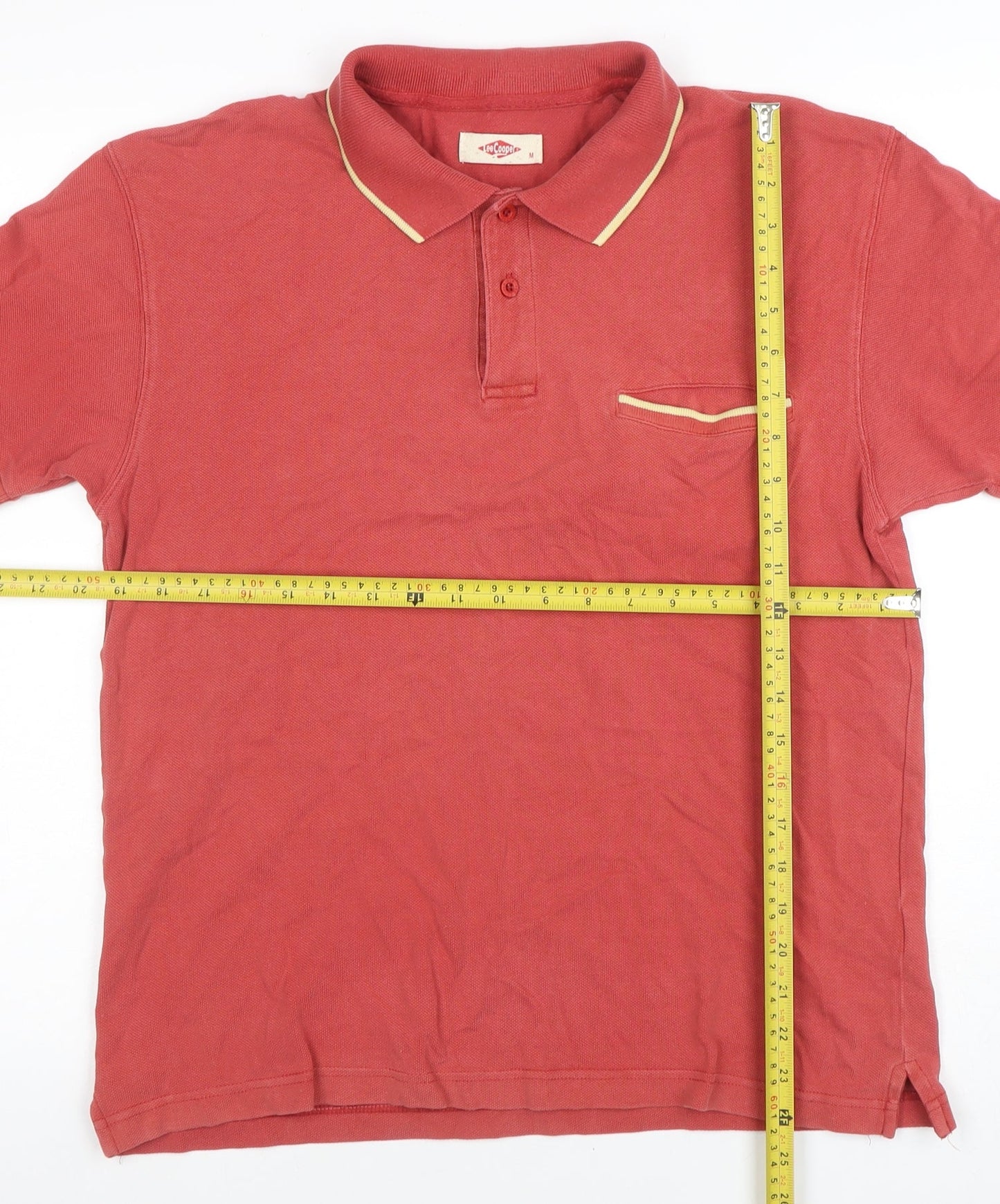 Lee Cooper Men's Red Cotton Short Sleeve Polo Shirt M