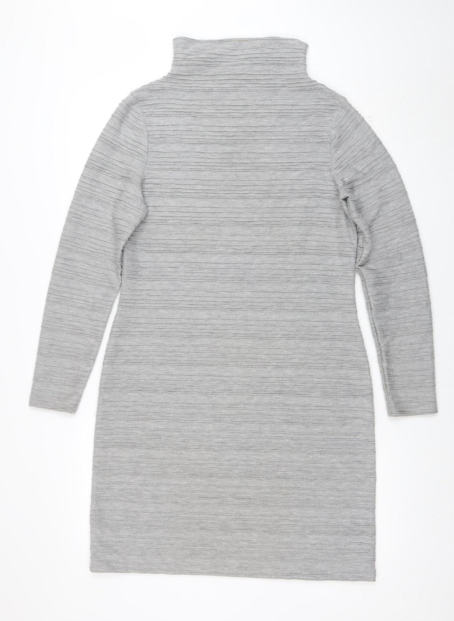 Marks and Spencer Women’s Grey Size 12 Roll Neck Ribbed Knit Bodycon Midi Dress