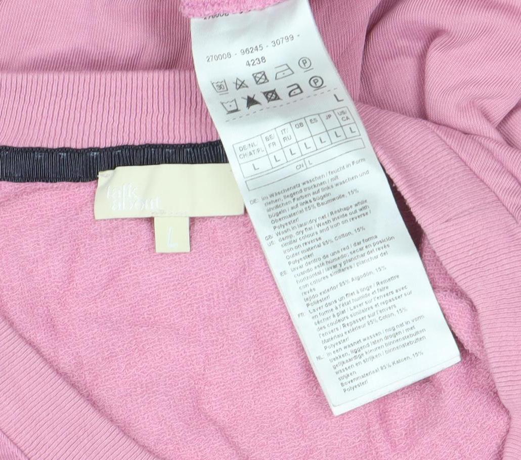 Esprit Women Pink Pullover Sweatshirt Size 12 Cotton Blend Long Sleeve