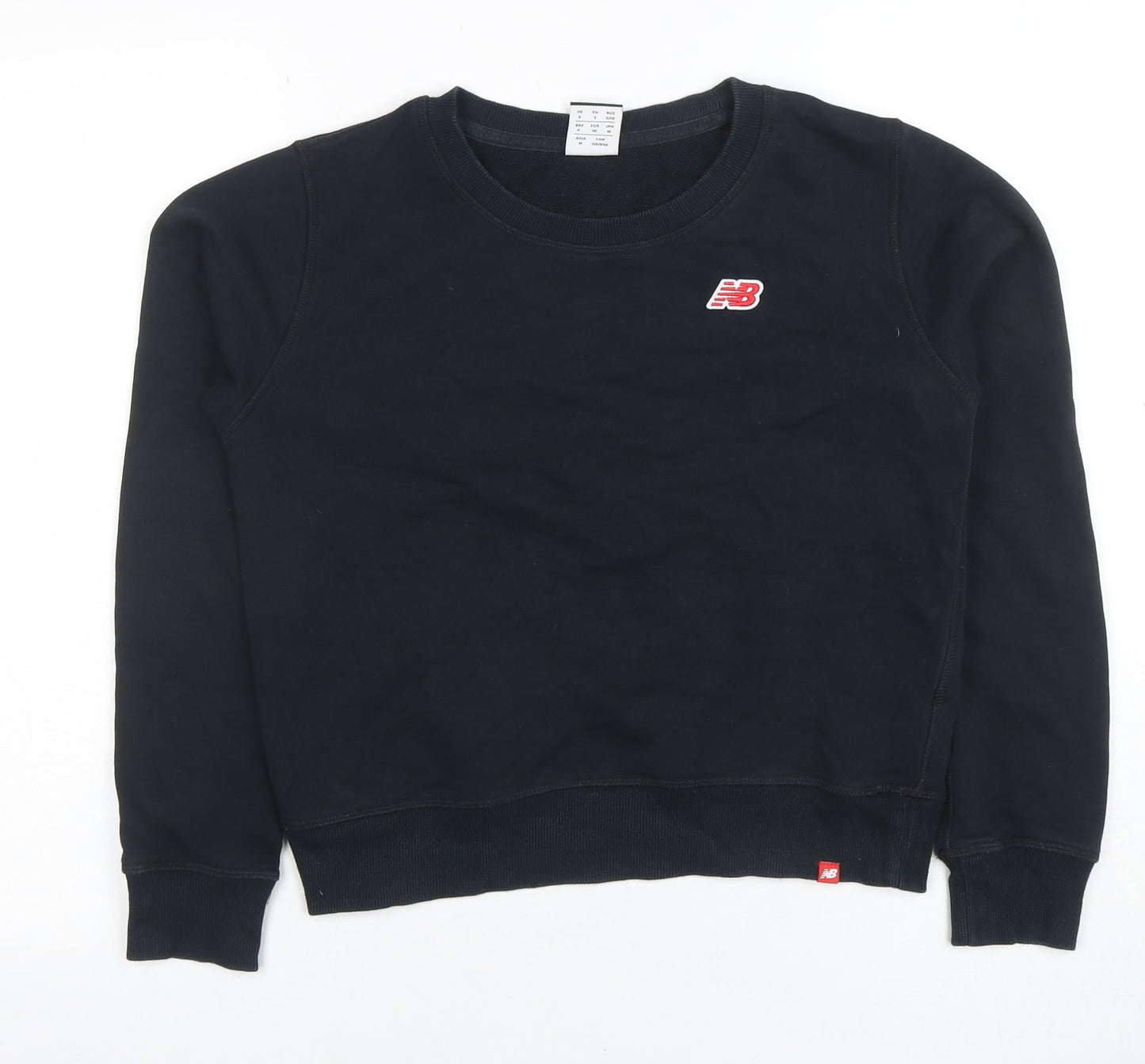 New Balance Womens Black Small Pullover Sweatshirt Cotton Blend