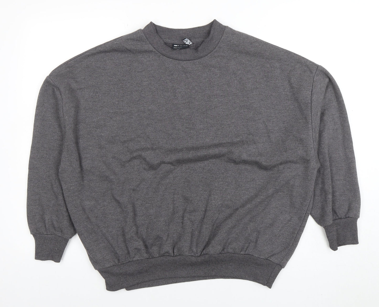 ASOS Women Grey Cotton Blend Crew Neck Pullover Sweatshirt Size 8 Regular