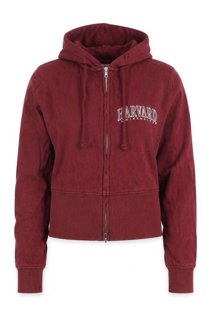 Harvard Women Burgundy Small Full Zip Hoodie 100% Cotton