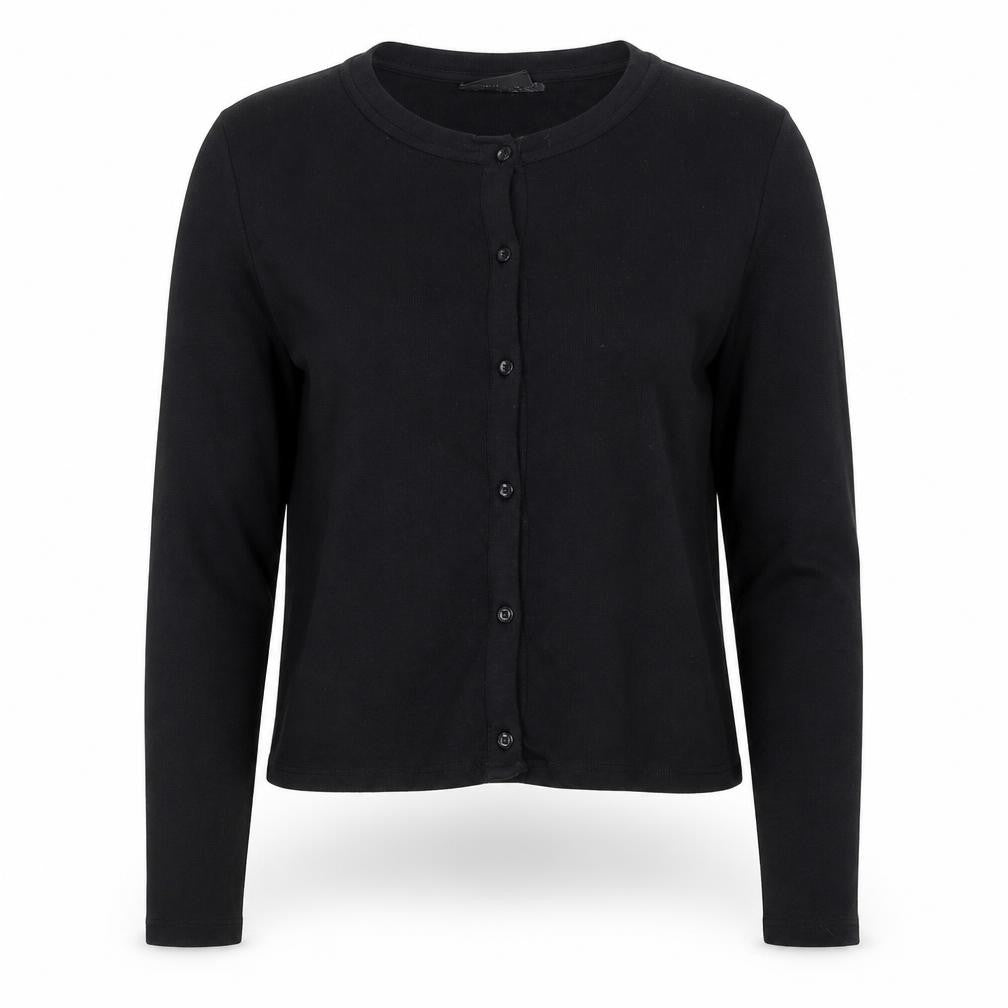 Front view of Closure LDN Women's Black, size 12, Button-Up Long Sleeve Top