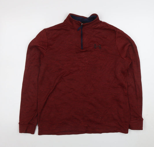 Under Armour Womens Red 1/4 Zip Loose Fit Sweatshirt Size L