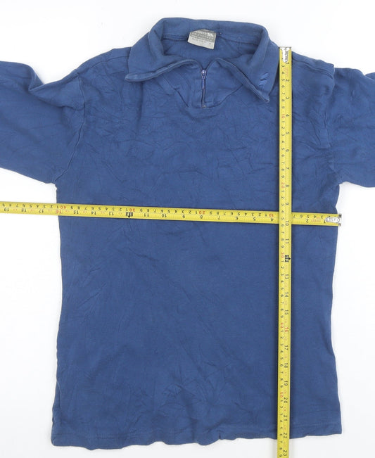 Trespass Boys Blue 15-16 Years 1/4 Zip Hoodie - 100% Cotton Long Sleeve