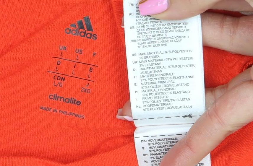 Adidas Men’s Orange Climalite Graphic T-Shirt L Short Sleeve Sports Top