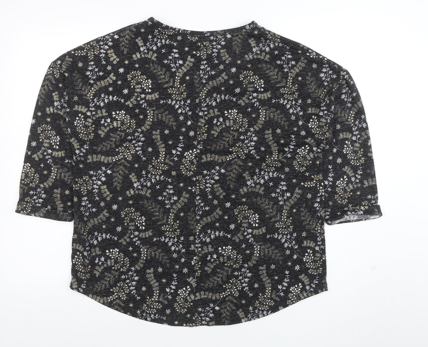 Marks and Spencer Women’s Black Floral 3/4 Sleeve Jersey T-Shirt Size 16