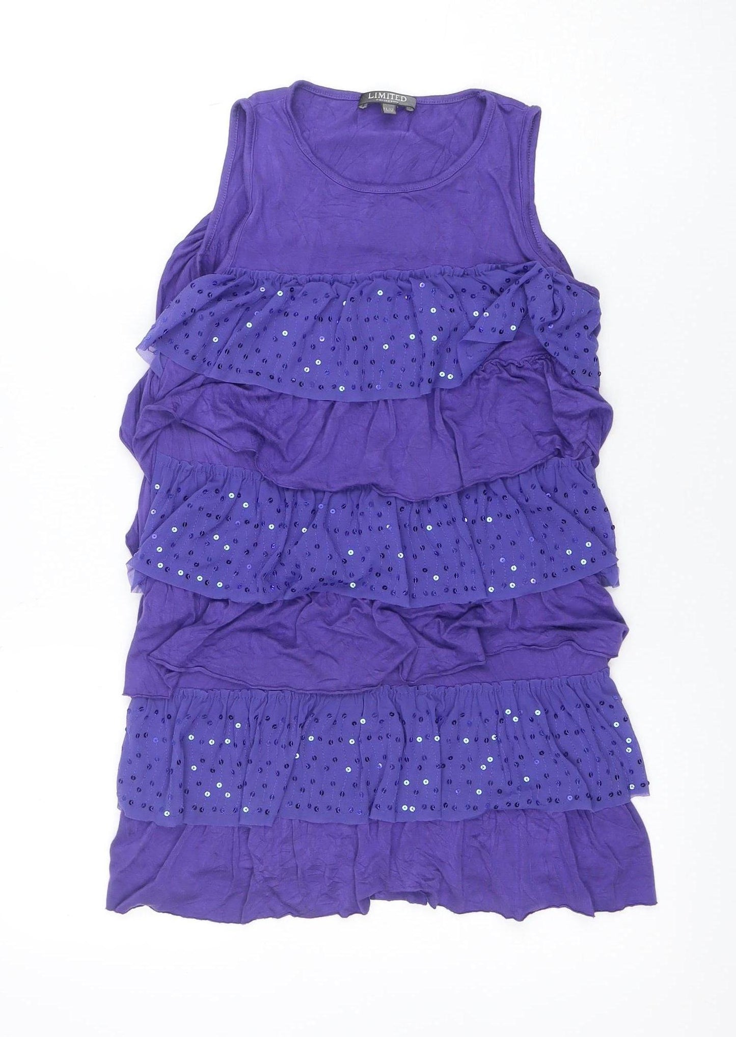 LIMITED COLLECTION Girls Purple Sequin Ruffle Tank Dress 11-12 Years