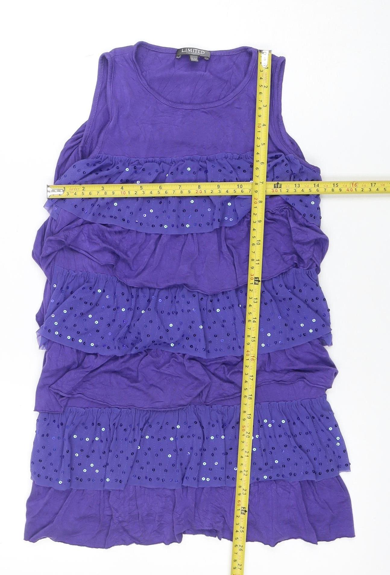 LIMITED COLLECTION Girls Purple Sequin Ruffle Tank Dress 11-12 Years