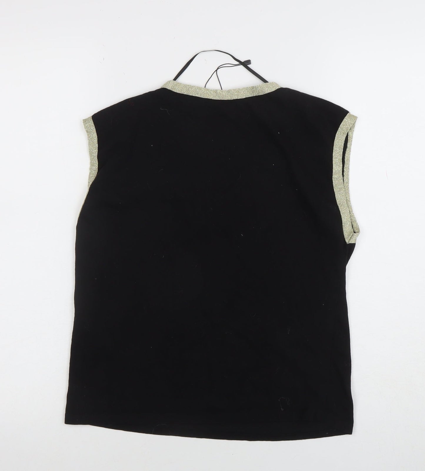 Vero Moda Women's Black Gold Trim Sleeveless V-Neck Top Size S