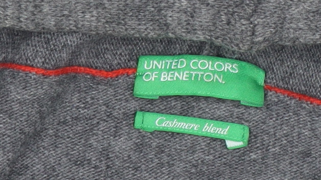 United Colors of Benetton Womens Grey Striped Cashmere Blend Long Cardigan M