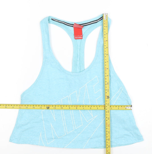 Nike Women Blue Racerback Cropped Tank Top Size S
