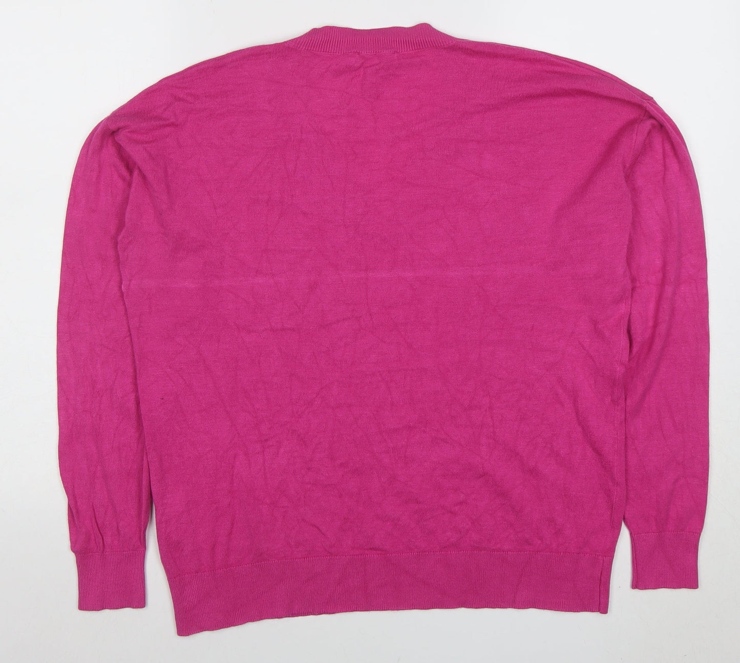 B.young Women's Pink V-Neck Lightweight Knit Jumper M
