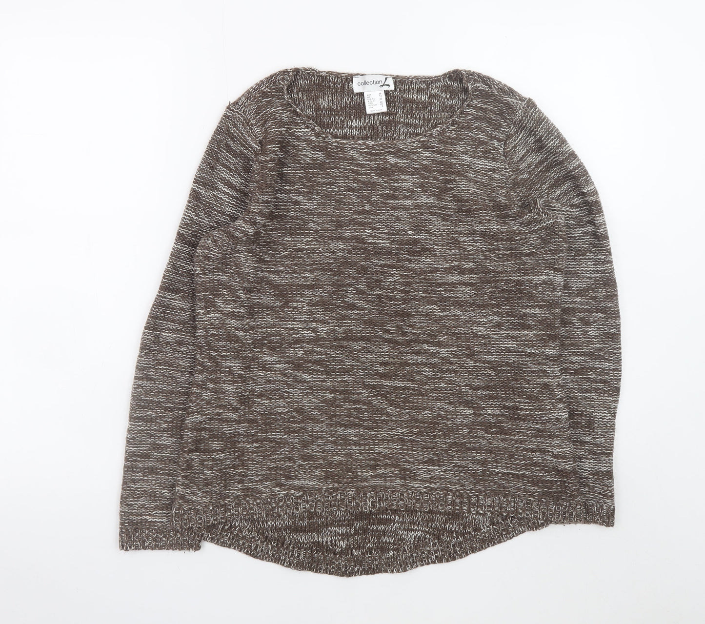 Collection L Women Brown Knit Cotton Acrylic Jumper Size 12