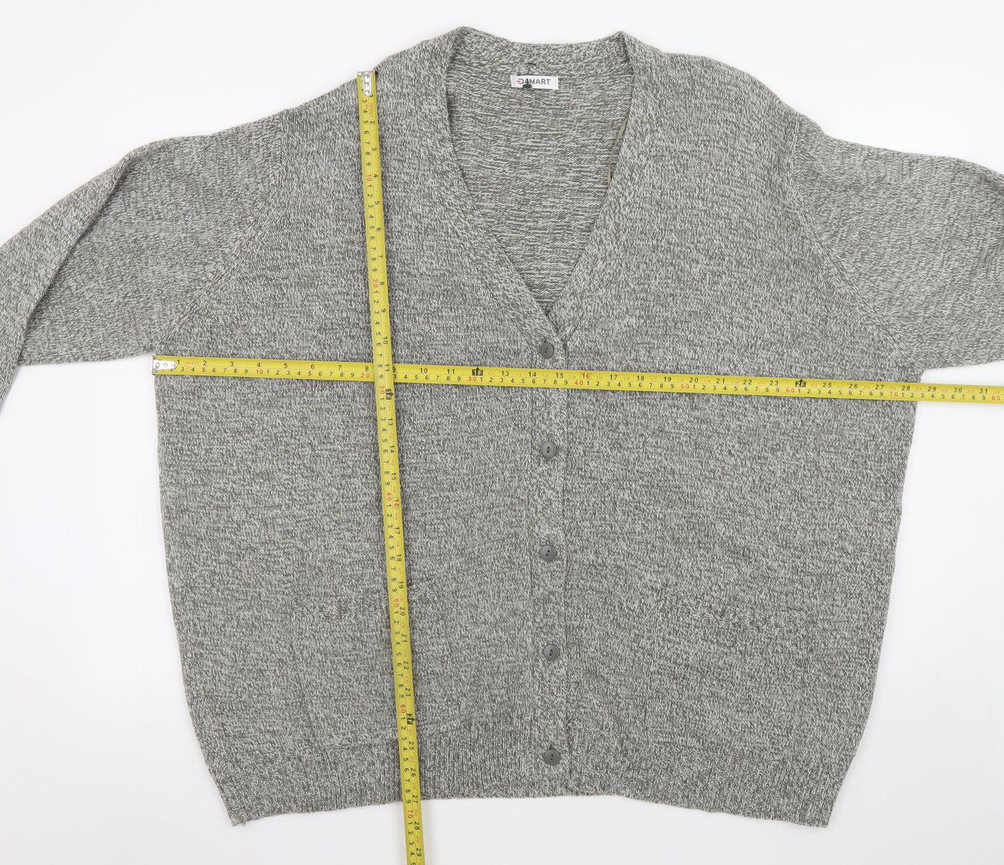 Damart Men's Grey 2XL Knit Button Cardigan Jumper