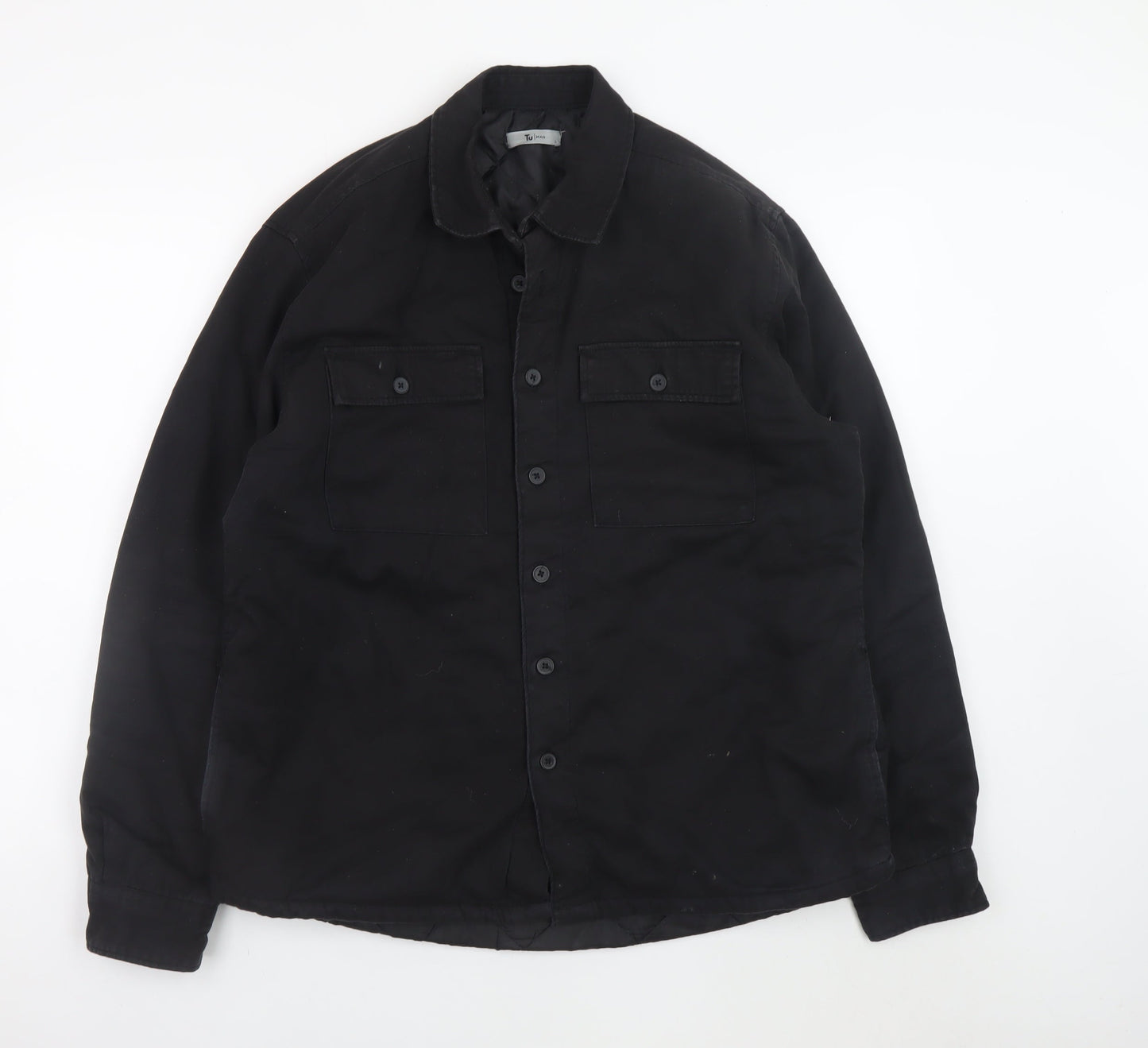 Tu Men's Black L Cotton Lined Casual Button Jacket