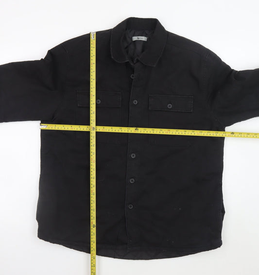 Tu Men's Black L Cotton Lined Casual Button Jacket