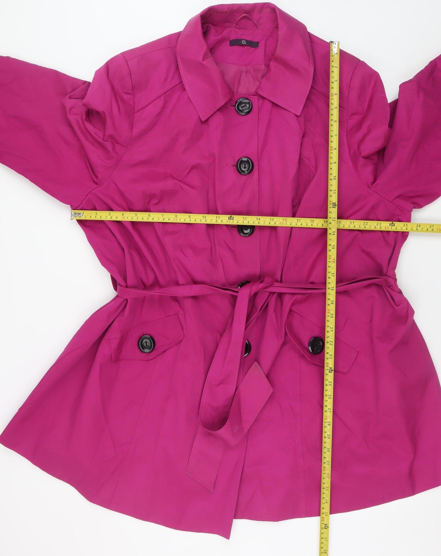 E-vie Womens Pink Belted Trench Coat Size 30 Cotton Blend