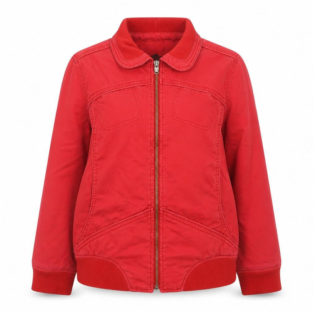 Mango Women’s Red Bomber Jacket Size 14 Lined Casual Zip Front