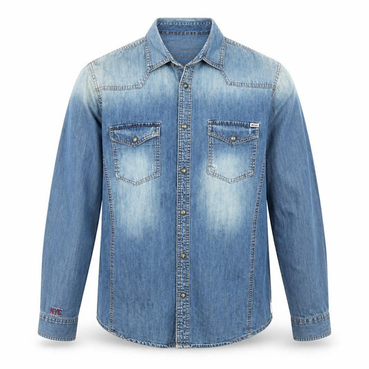 Jack & Jones Vintage Co. Men's Blue Denim Long Sleeve Button-Up Shirt L
