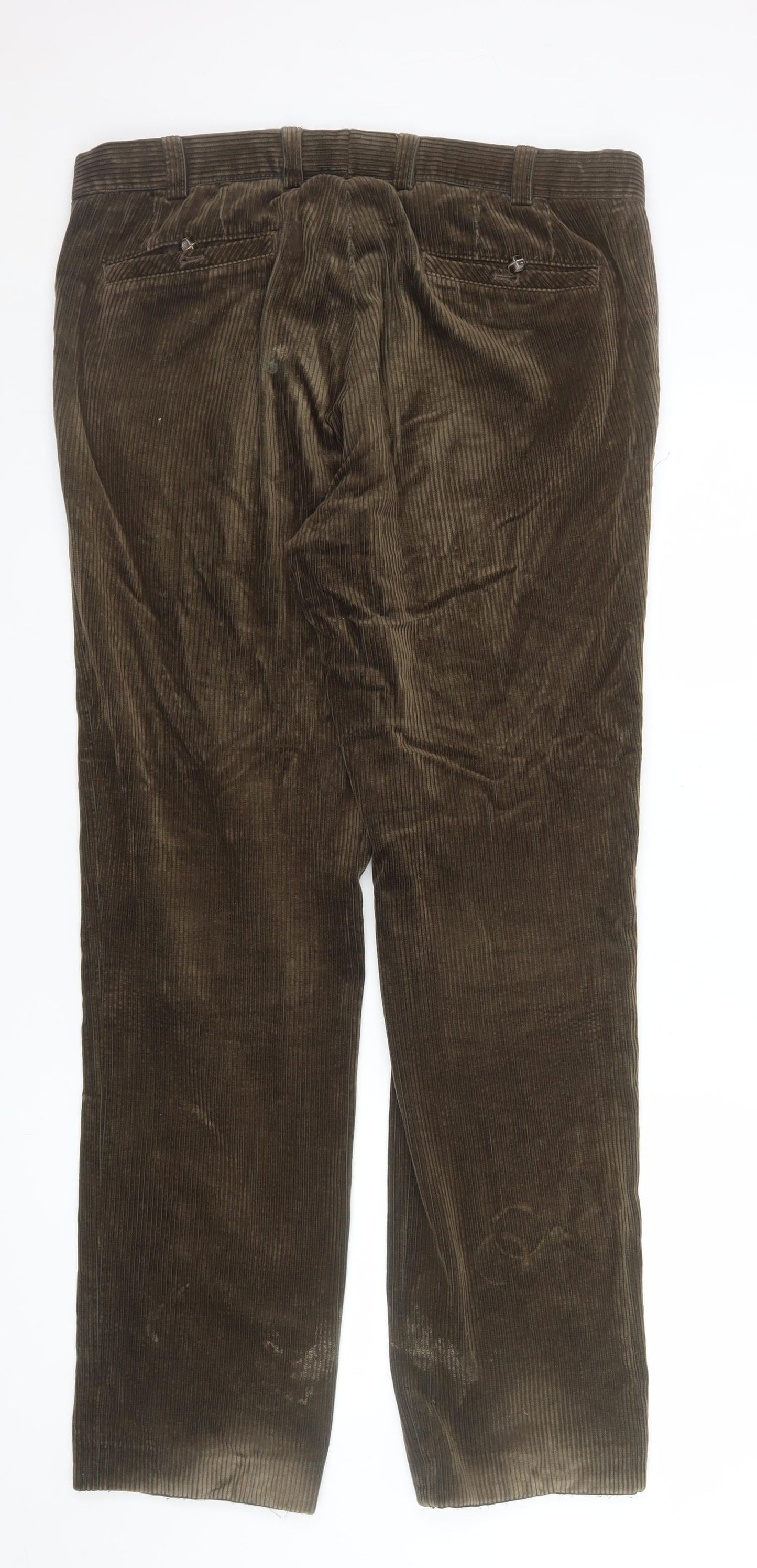 Meyer Men's Brown Corduroy Roma Regular Fit Trousers Size 36/34