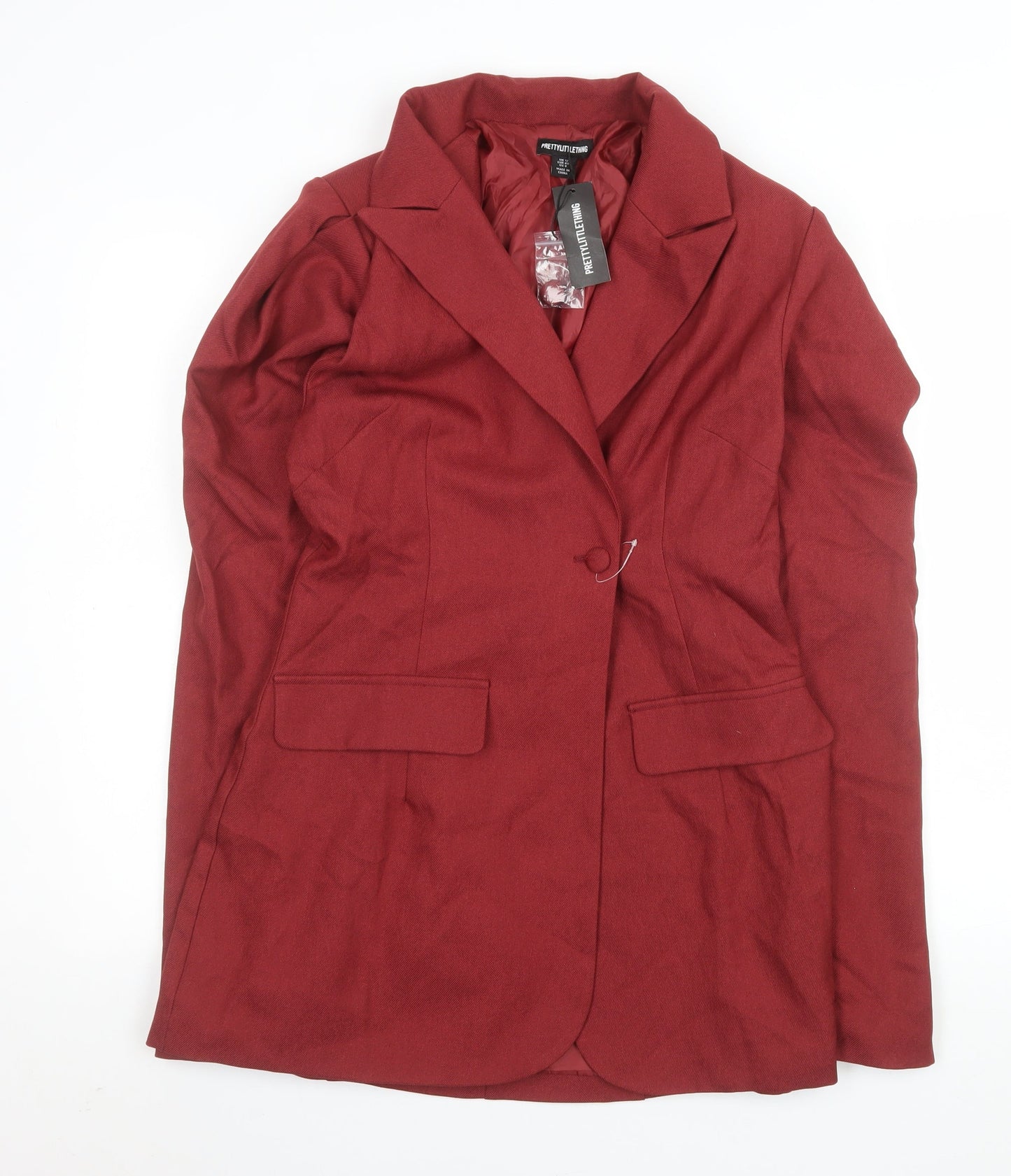 PrettyLittleThing Women's Red Single-Breasted Blazer UK 12