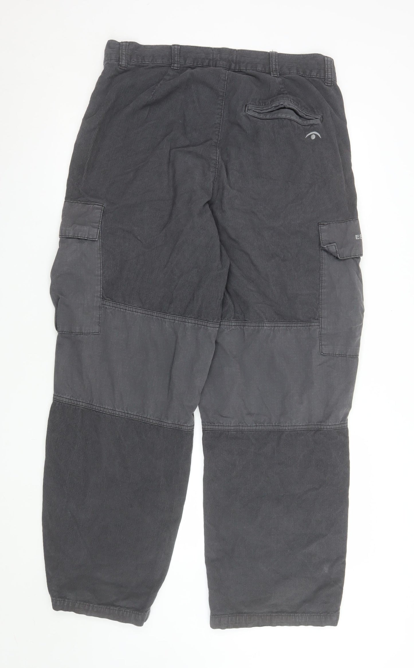 Aeme Men's Grey Cargo Corduroy Trousers M Relaxed Fit