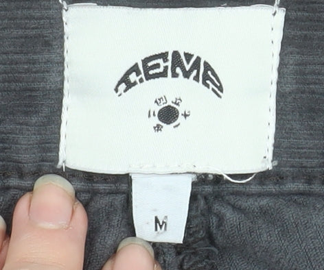 Aeme Men's Grey Cargo Corduroy Trousers M Relaxed Fit