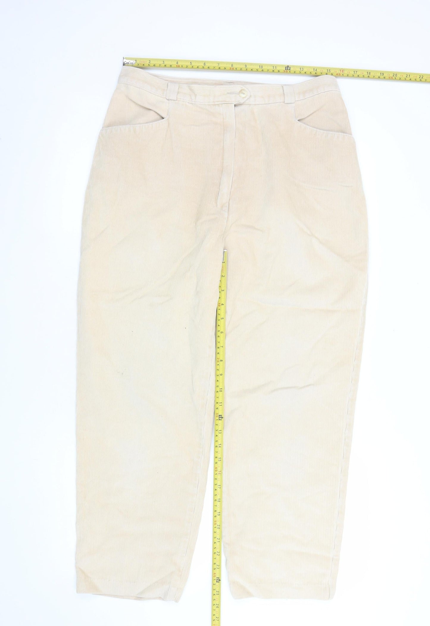 Marks and Spencer St Michael Beige Corduroy Chino Trousers Women’s Size 18 Tall
