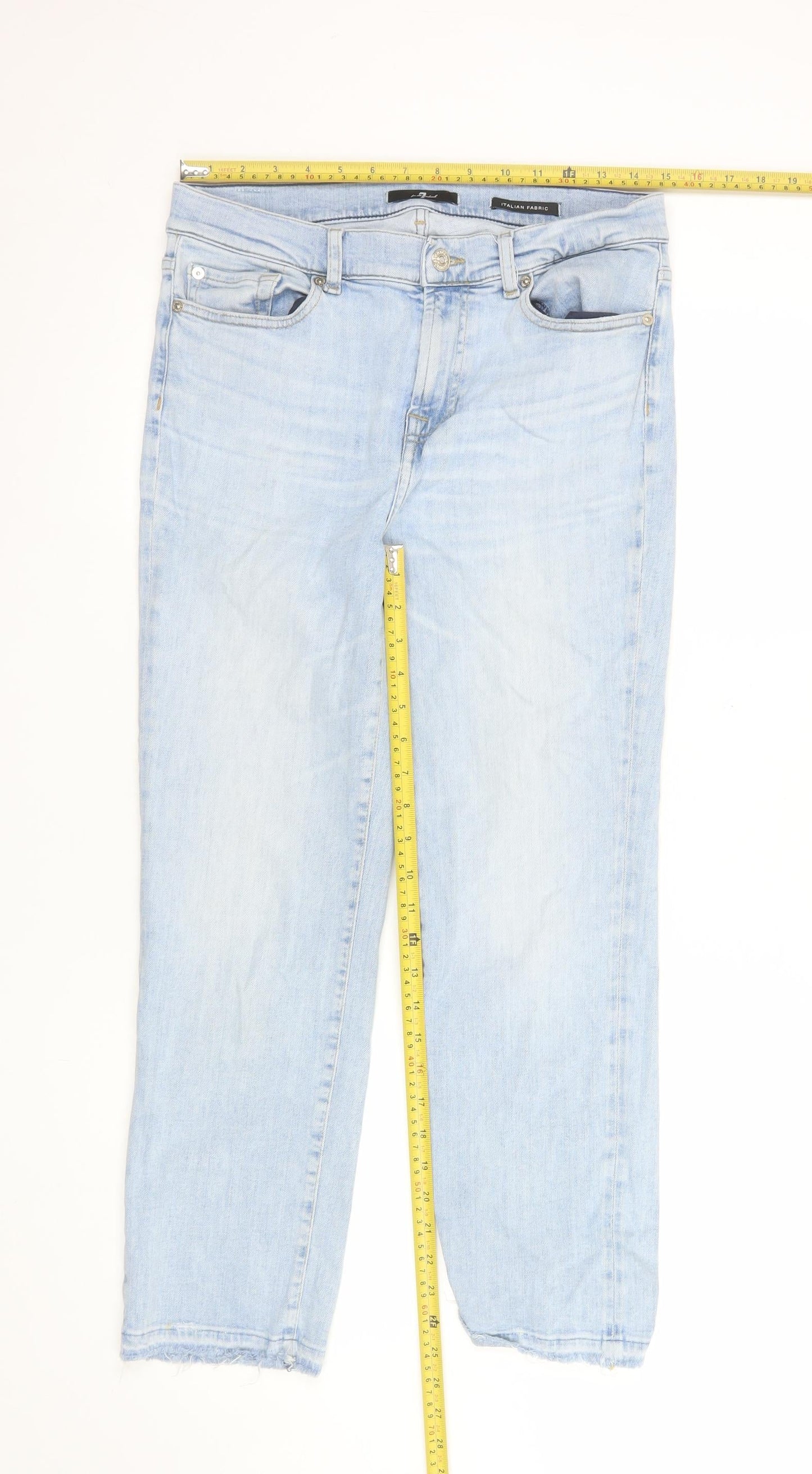 7 For All Mankind Women's Blue Size 32 Straight Stretch Jeans