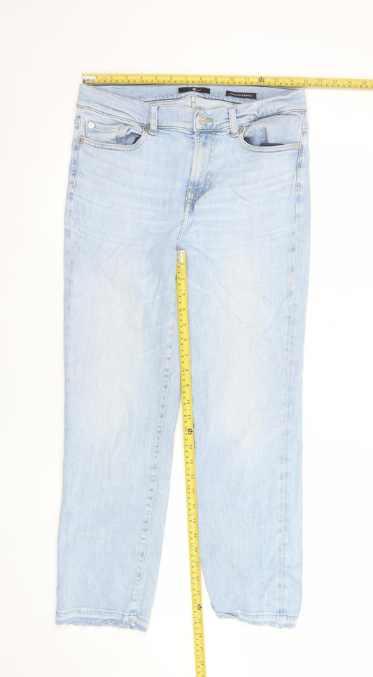7 For All Mankind Women's Blue Size 32 Straight Stretch Jeans