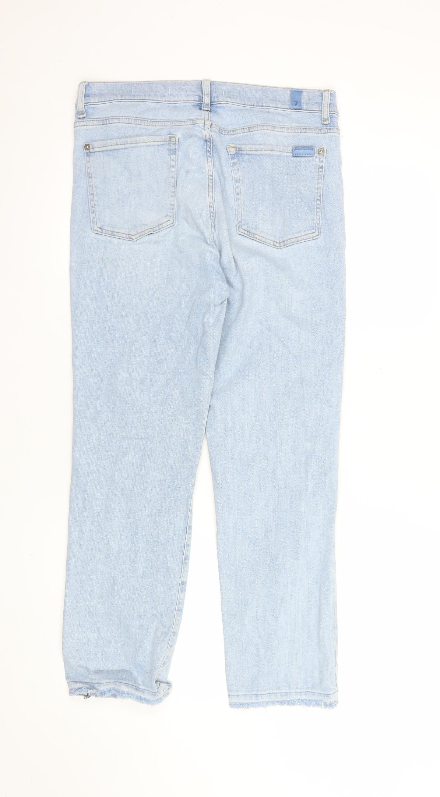 7 For All Mankind Women's Blue Size 32 Straight Stretch Jeans