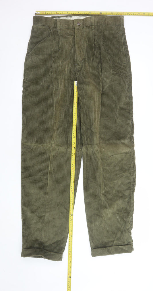 Ferndale Men's Green Corduroy Trousers Size 34 Regular Classic Fit