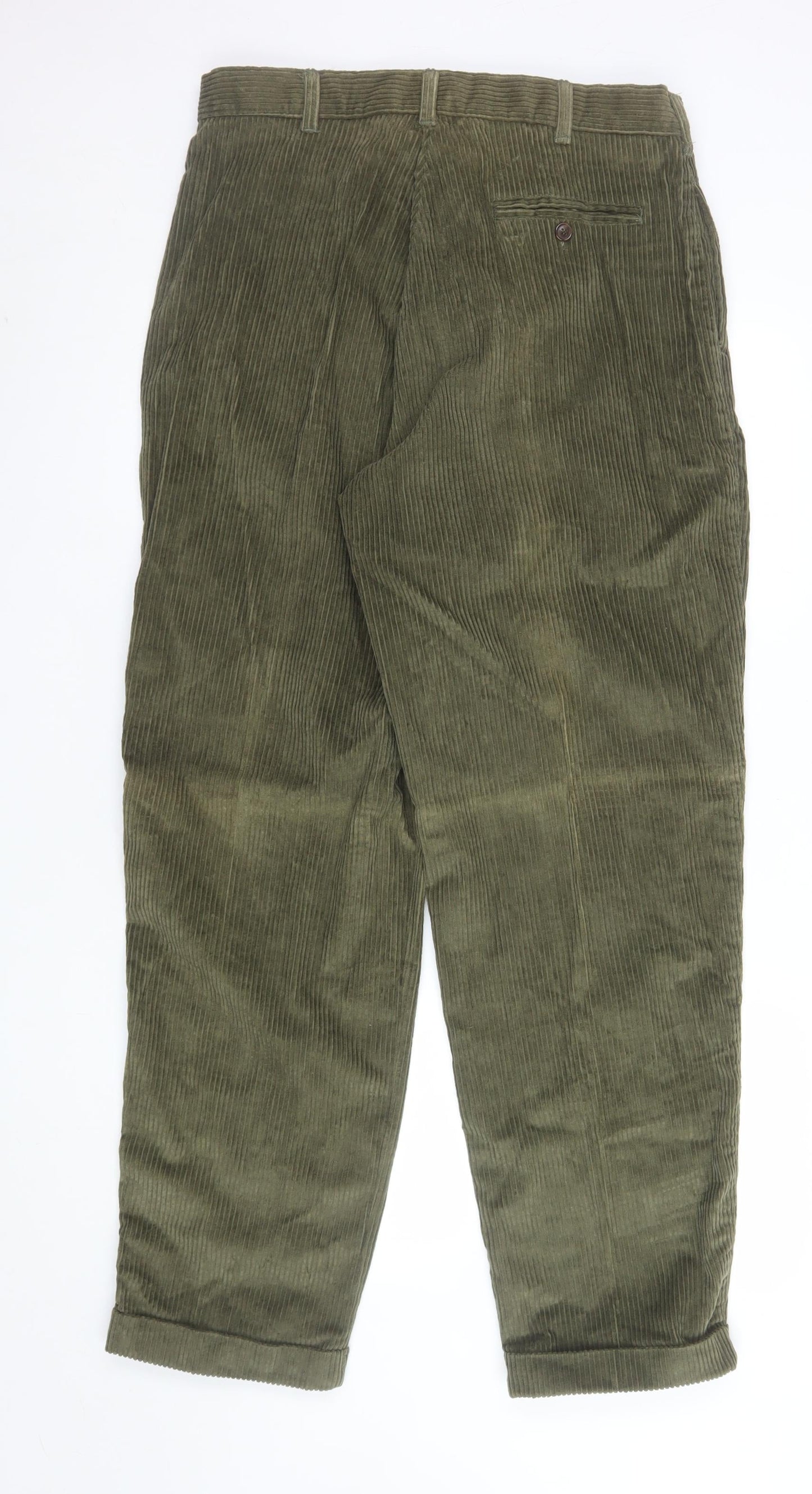 Ferndale Men's Green Corduroy Trousers Size 34 Regular Classic Fit