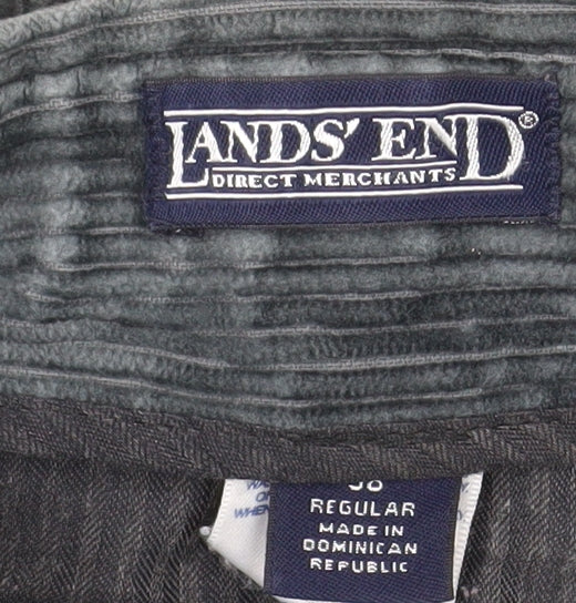 Lands' End Men's Grey Corduroy Trousers Size 38 Regular Classic Fit