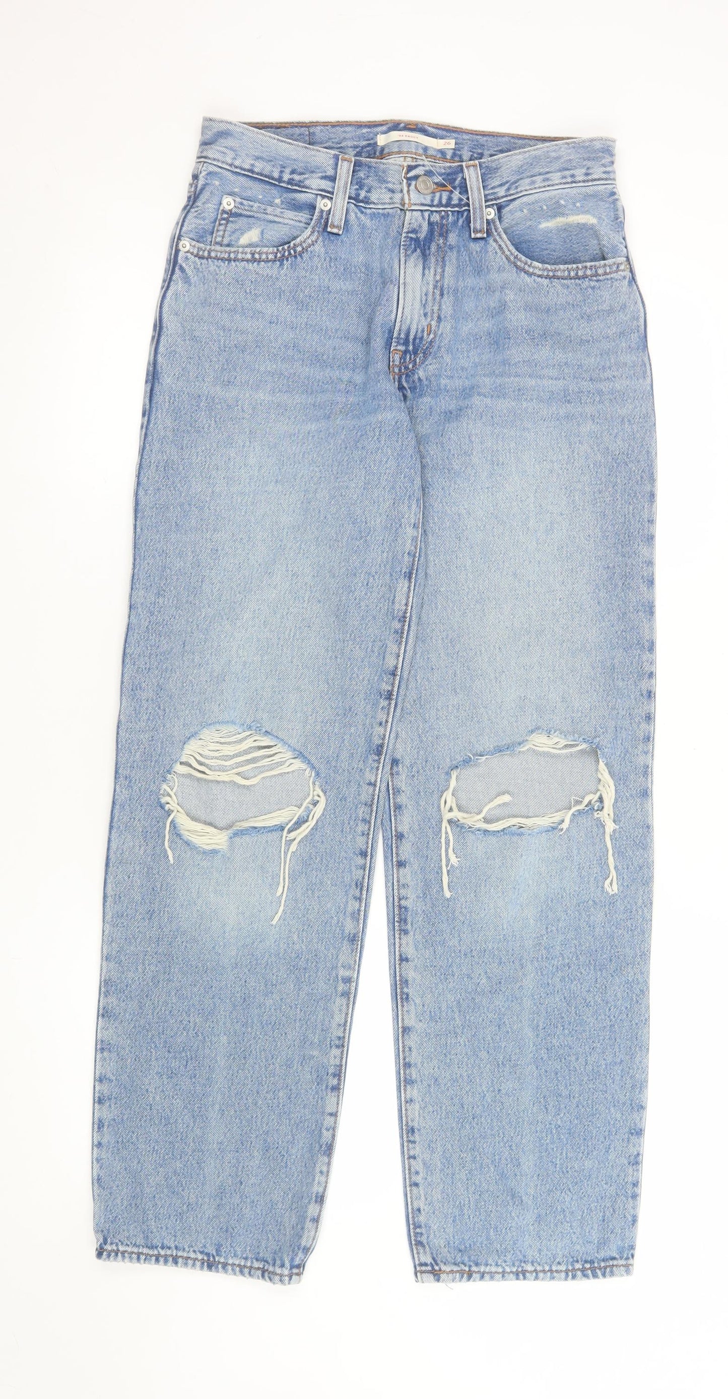 Levi's Women's Blue 26 Baggy Distressed Denim Jeans