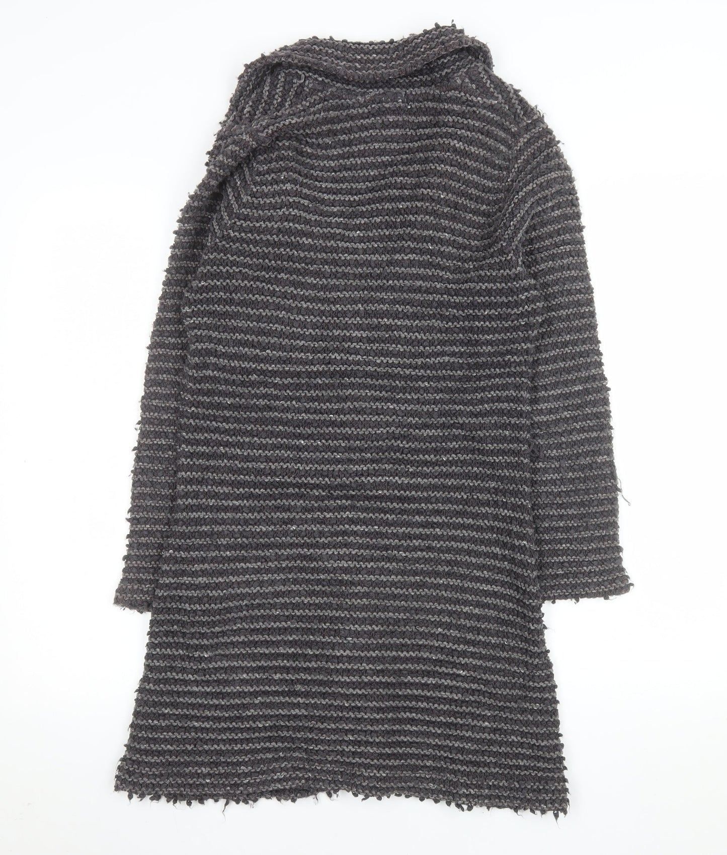 Monsoon Women Grey Wool Blend Striped Long Cardigan Size 10