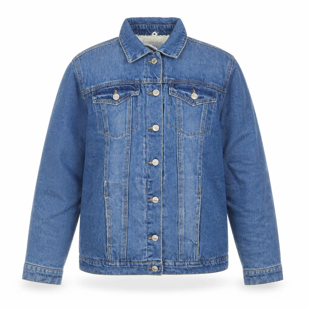 New Look Women Blue Denim Jacket Size 8 Lined Cotton Casual