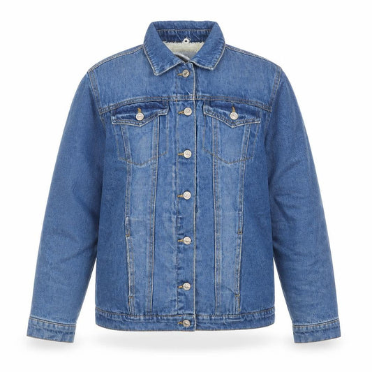 New Look Women Blue Denim Jacket Size 8 Lined Cotton Casual