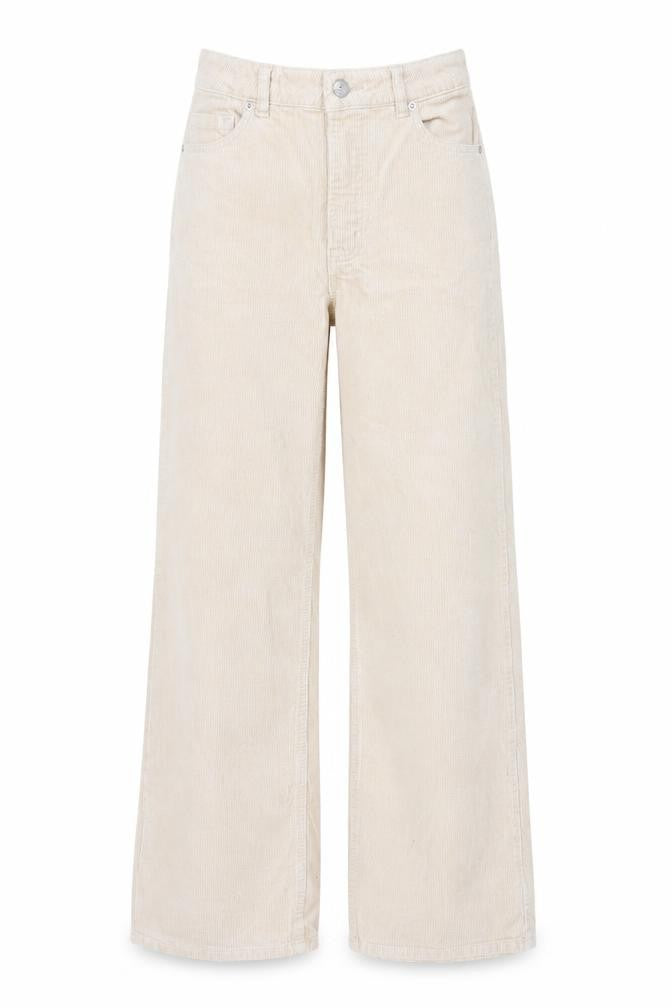 H&M Divided Women's Beige Corduroy Wide-Leg Trousers Size 4