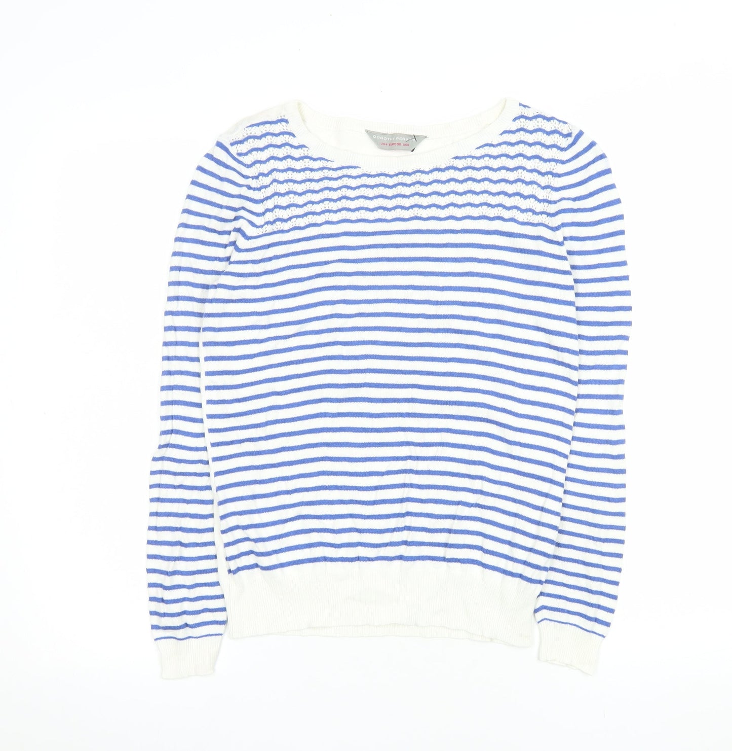 Dorothy Perkins Women’s Blue Striped Cotton Jumper Size 8