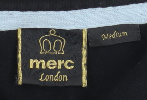 Merc London Men's Black Polo Shirt Medium Short Sleeve 100% Cotton
