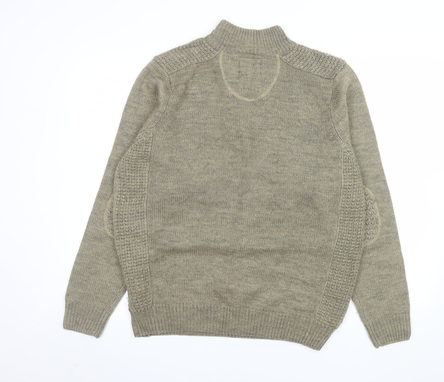 Threadbare Mens Green Henley Jumper L Wool Blend Knit Pullover