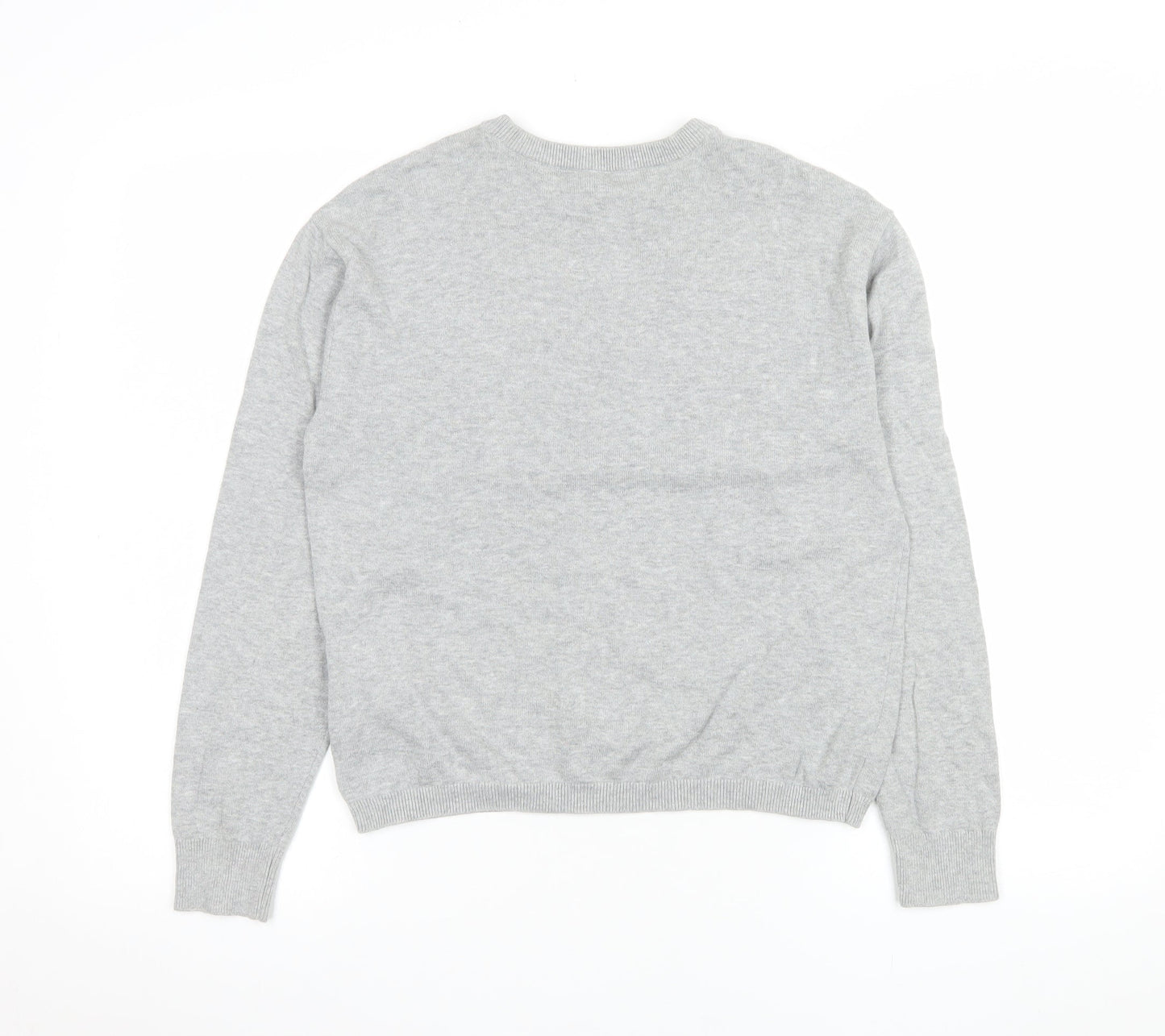 H&M Divided Women’s Grey Floral Embroidered Cotton Jumper Size S