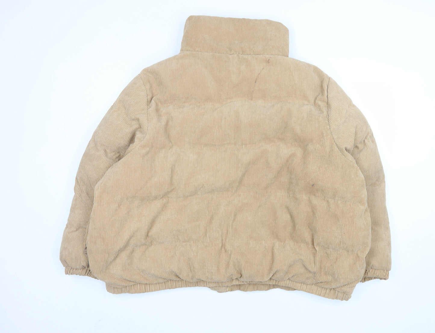 Boohoo Women Beige Corduroy Puffer Jacket Size 24
