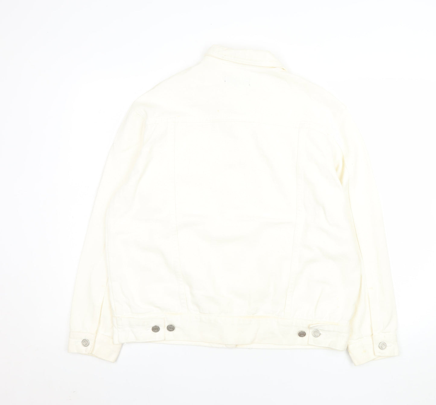 Motel Women’s Ivory Denim Button-Up Jacket Size 8 Casual Classic