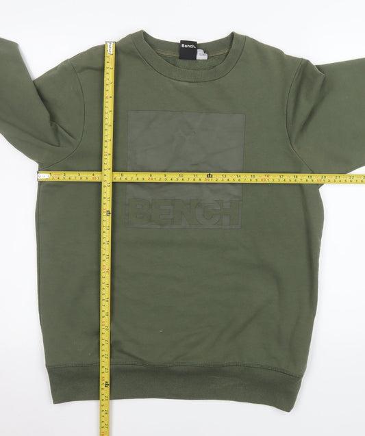 Bench Men's Green Pullover Crew Neck Logo Sweatshirt Size M