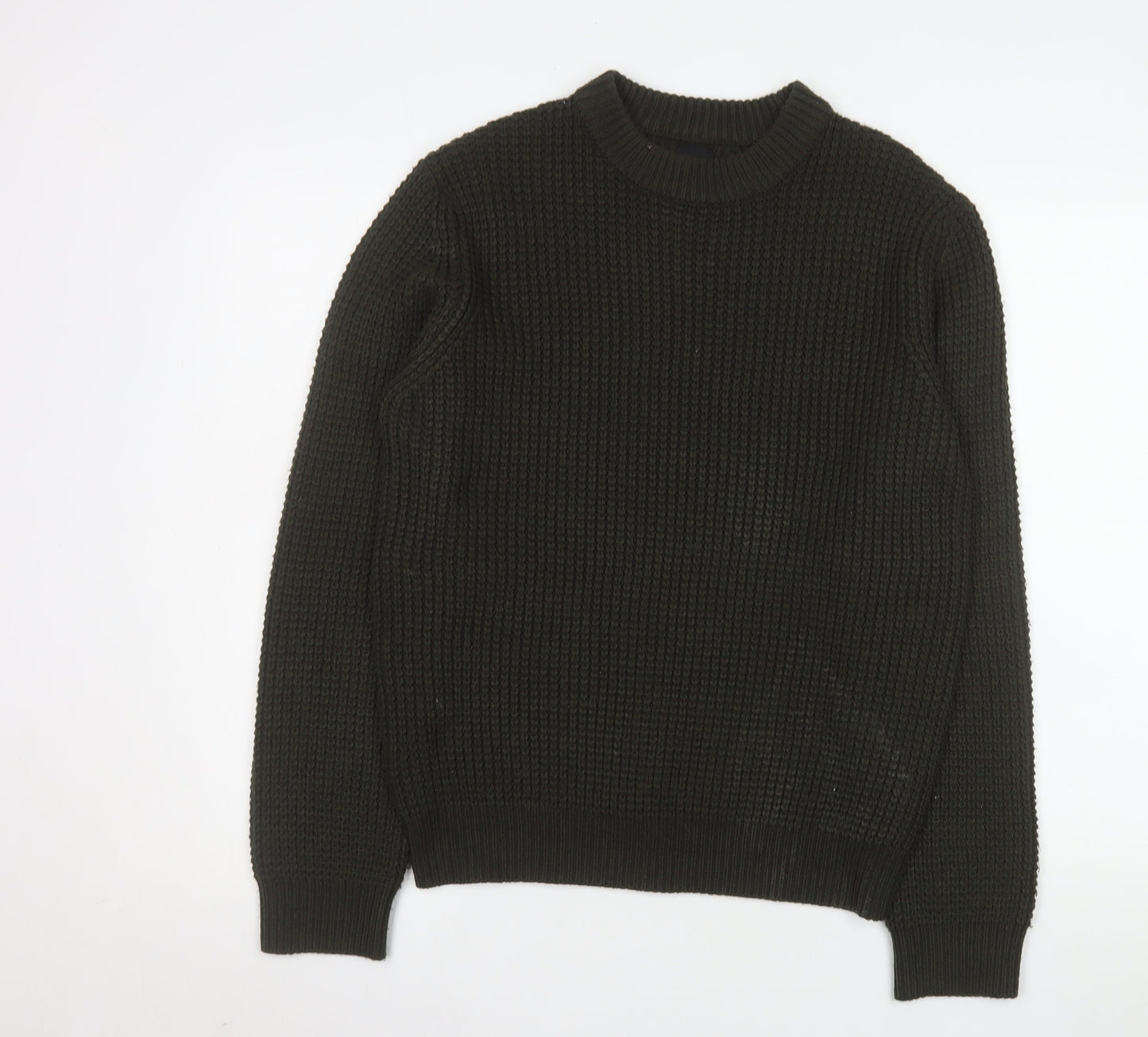 River Island Men's Green Waffle-Knit Acrylic Jumper Size S
