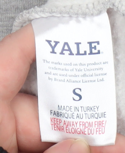 Yale Men's Grey Small Crew Neck Pullover Sweatshirt Logo Fleece